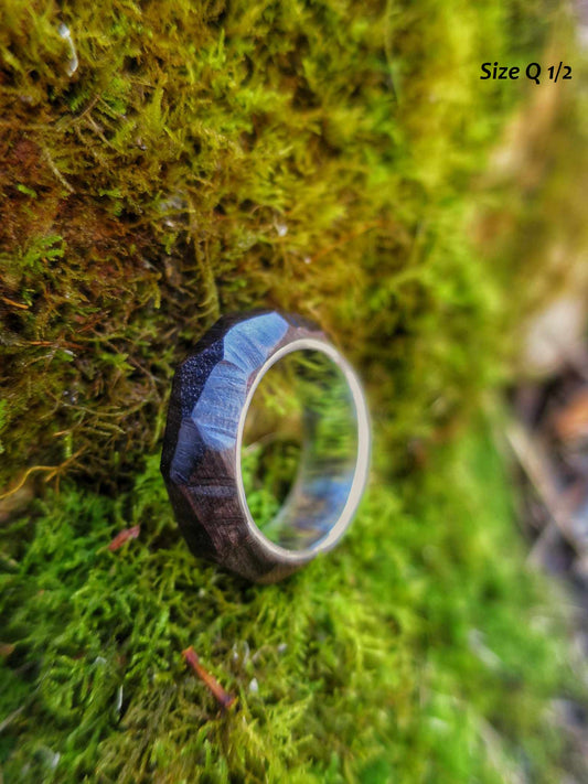 Faceted Ebony and Silver Band