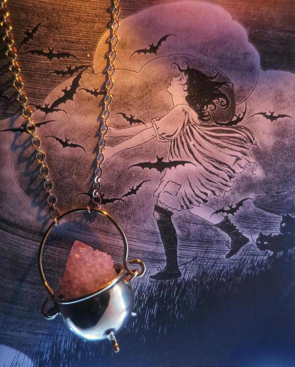 Spirit Quartz Fizzing Cauldron Pendant