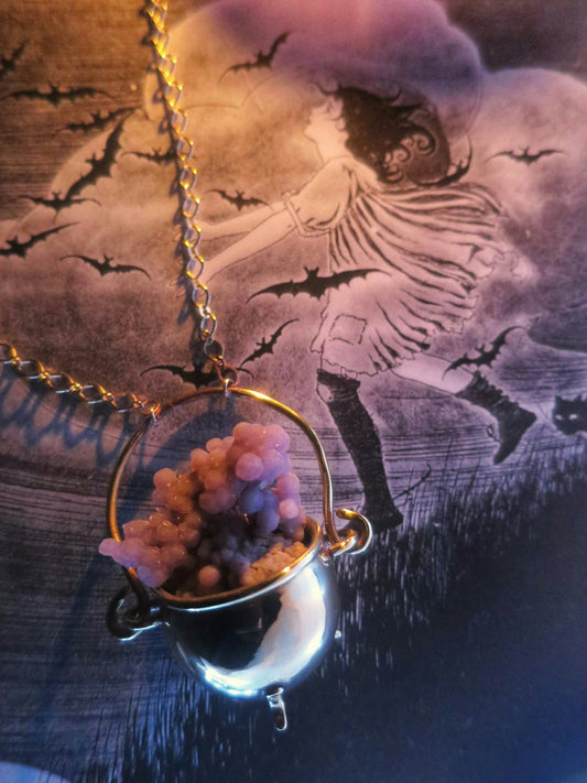 Grape Agate Bubbling Cauldron Pendant