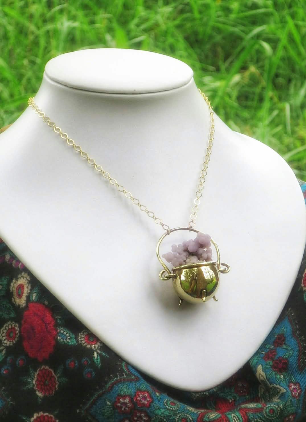 Grape Agate Bubbling Cauldron Pendant