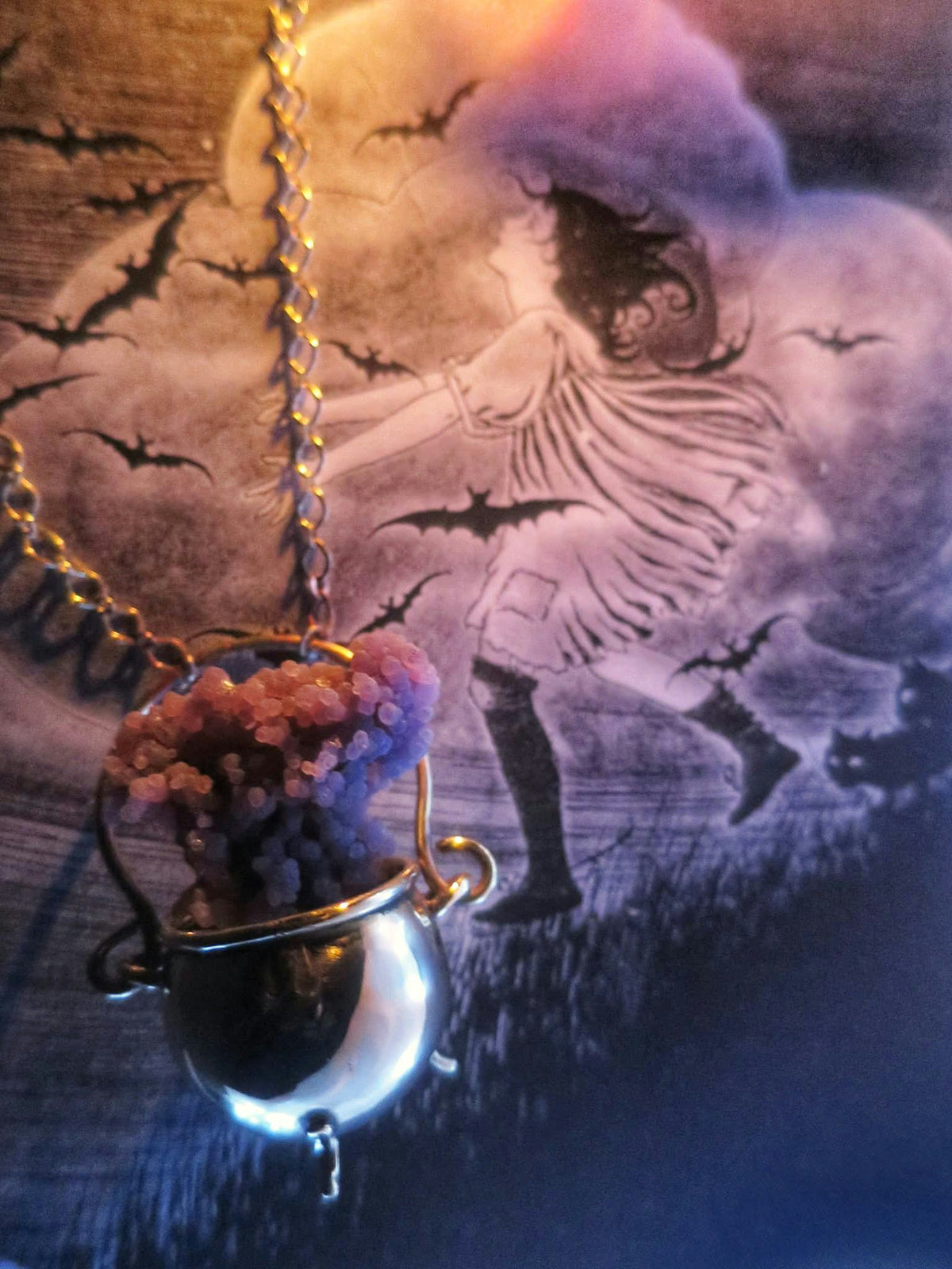 Grape Agate Bubbling Cauldron Pendant