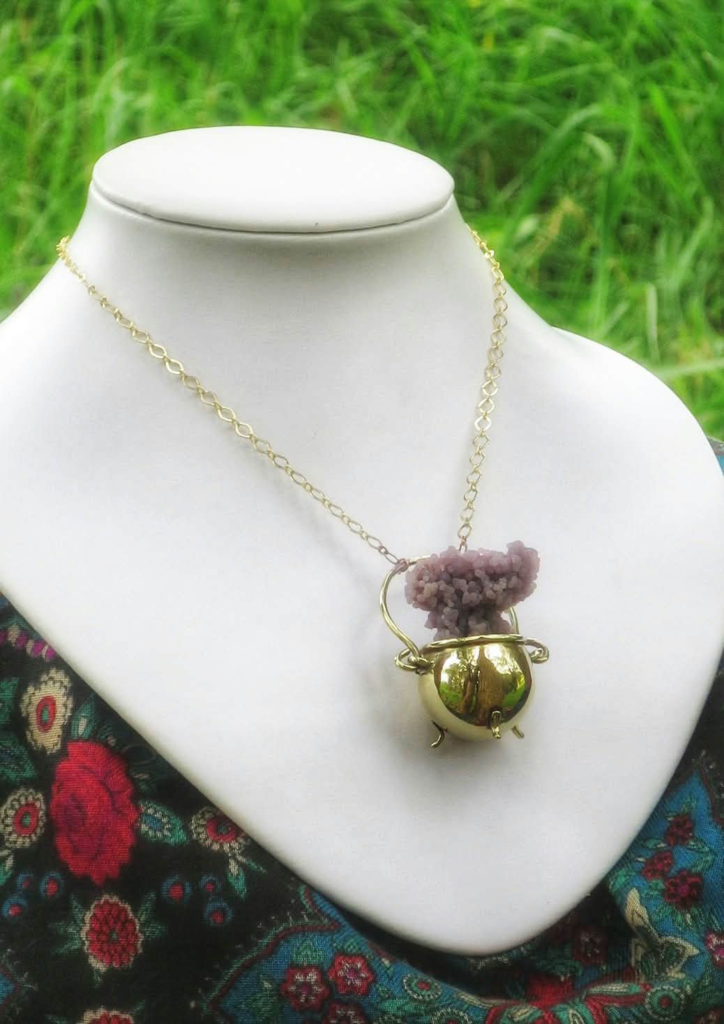 Grape Agate Bubbling Cauldron Pendant