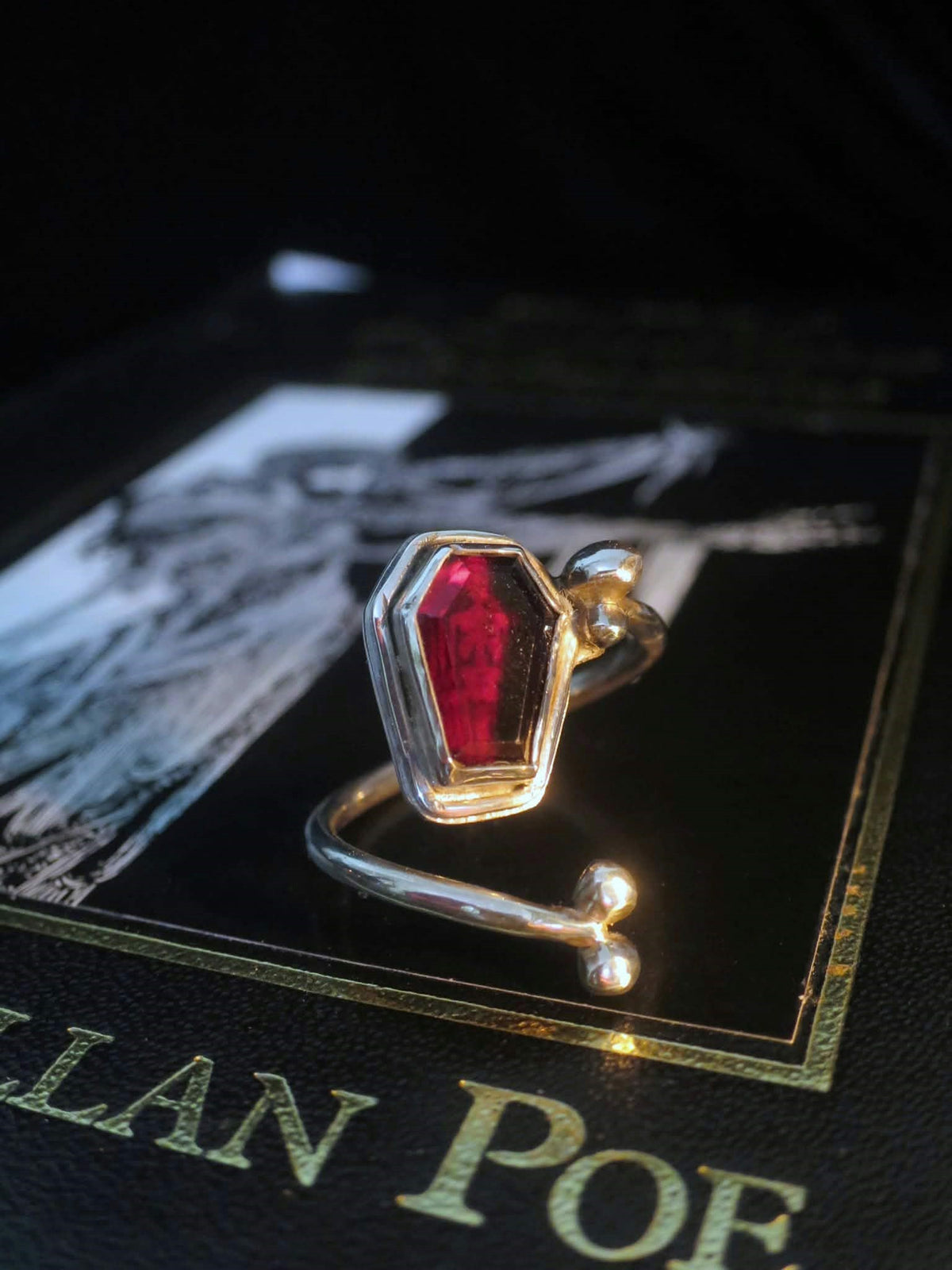 Skeleton Garnet Ring